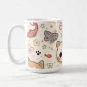 可愛い猫シンプルペットの子猫パターンパーティー コーヒーマグカップ (左)