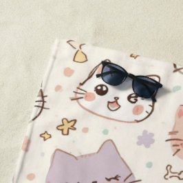 可愛い猫シンプルペットの子猫パターンパーティー ビーチタオル