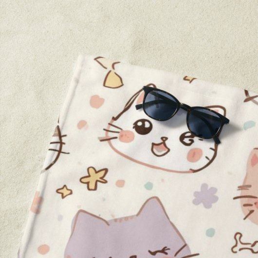 可愛い猫シンプルペットの子猫パターンパーティー ビーチタオル (インサイチュ)
