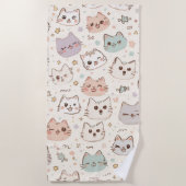 可愛い猫シンプルペットの子猫パターンパーティー ビーチタオル (正面)