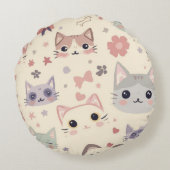可愛い猫シンプルペットの子猫パターンパーティー ラウンドクッション (裏面)