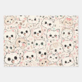 可愛い猫シンプルペットの子猫パターンパーティー ラッピングペーパーシート (正面3)