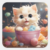 可愛い猫シール スクエアシール (正面)