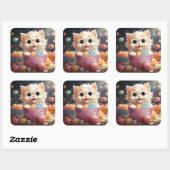 可愛い猫シール スクエアシール (シート)