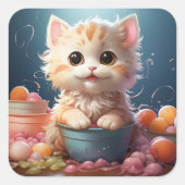 可愛い猫シール スクエアシール (正面)