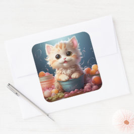 可愛い猫シール スクエアシール