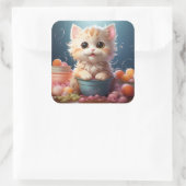 可愛い猫シール スクエアシール (バッグ)