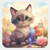 可愛い猫シール スクエアシール (正面)