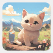 可愛い猫シール スクエアシール (正面)