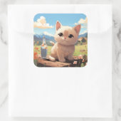 可愛い猫シール スクエアシール (バッグ)