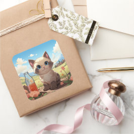 可愛い猫シール スクエアシール