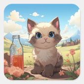 可愛い猫シール スクエアシール (正面)