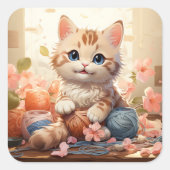 可愛い猫シール スクエアシール (正面)