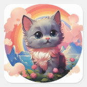 可愛い猫シール スクエアシール (正面)