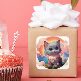 可愛い猫シール スクエアシール