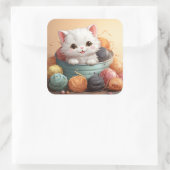 可愛い猫シール スクエアシール (バッグ)