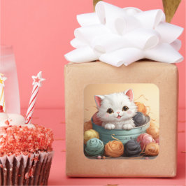 可愛い猫シール スクエアシール