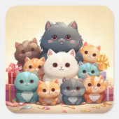 可愛い猫シール スクエアシール (正面)