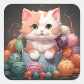 可愛い猫シール スクエアシール (正面)