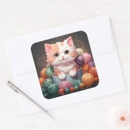 可愛い猫シール スクエアシール