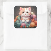 可愛い猫シール スクエアシール (バッグ)