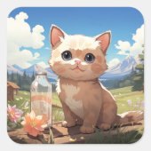 可愛い猫シール スクエアシール (正面)
