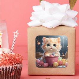 可愛い猫シール スクエアシール