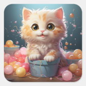 可愛い猫シール スクエアシール (正面)
