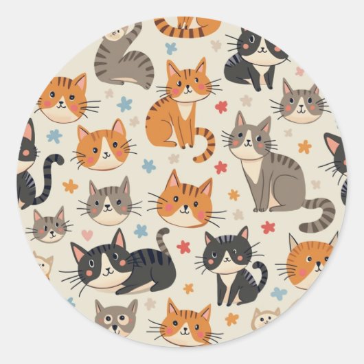 可愛い猫シール ラウンドシール (正面)