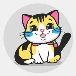 可愛い猫シール ラウンドシール