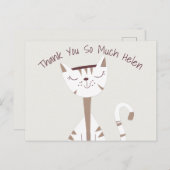 可愛い猫スケッチ名ありがとうはがき ポストカード (正面/裏面)