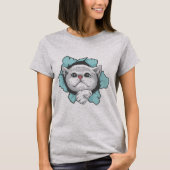 可愛い猫スルーホール Tシャツ (正面)
