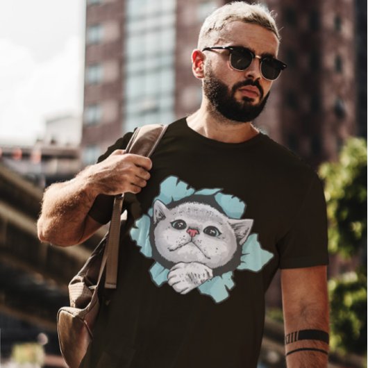 可愛い猫スルーホール Tシャツ
