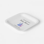 可愛い猫ツインズベイビーシャワーブルーピンク ペーパープレート (傾斜あり)