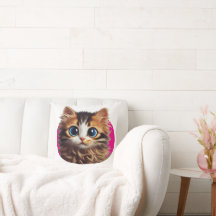 可愛い猫デザインの装飾用クッション