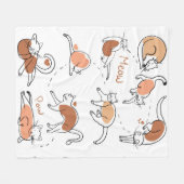 可愛い猫ニャーニャー白い茶色シックモダン フリースブランケット (正面(横))