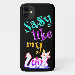 可愛い猫ネオンキャッチーなブラック文字 iPhone 11 ケース