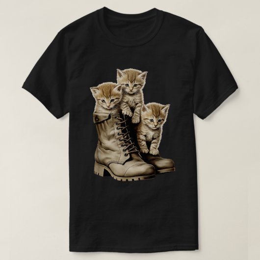 可愛い猫ネコと長靴猫好き Tシャツ (デザイン正面)