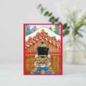 可愛い猫ネズミくるみ割りギンガーブレッド葉書 ポストカード (スタンド正面)