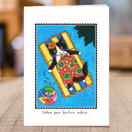 可愛い猫ネズミを飼う カード