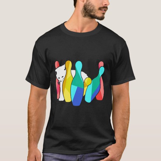 可愛い猫ノッキングピンボーリング子猫 Tシャツ (正面)