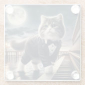 可愛い猫パウ遊ディジーと月明かりのソナタ ガラスコースター (裏面)