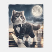 可愛い猫パウ遊ディジーと月明かりのソナタ フリースブランケット (正面)