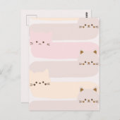 可愛い猫パステル色ピンク色イエローブラウンデザイン ポストカード (正面/裏面)