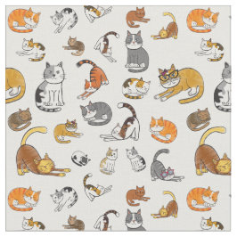 可愛い猫パターンデザイン猫好き用ホワイトバック ファブリック
