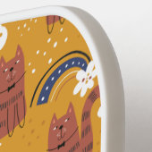 可愛い猫パターンモノグラムピックボールパドル ピックルボールラケット (左詳細)