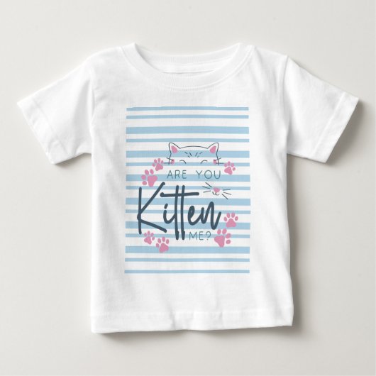 可愛い猫パン「私を飼ってるのか？」 図おもしろい形 ベビーTシャツ (正面)