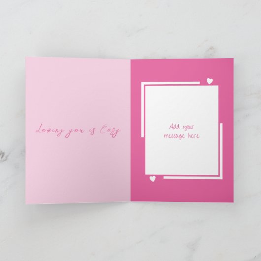 可愛い猫パーソナライズされたがピンク・バレンタイン カード (内部)