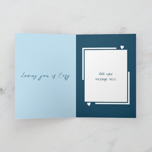 可愛い猫パーソナライズされたがブルーバレンタイン カード (内部)