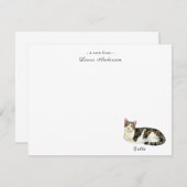 可愛い猫パーソナライズされたフラットノートカード サンキューカード (正面/裏面)